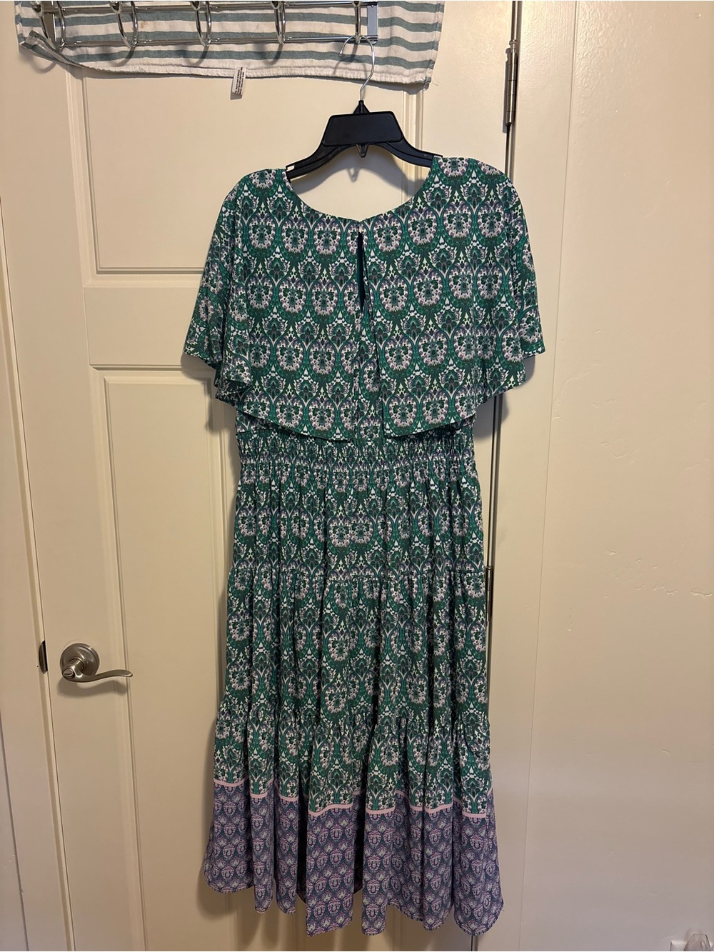 Maison Tara Teal and Lavender Patterned Maxi Dress - Picture 2 of 3
